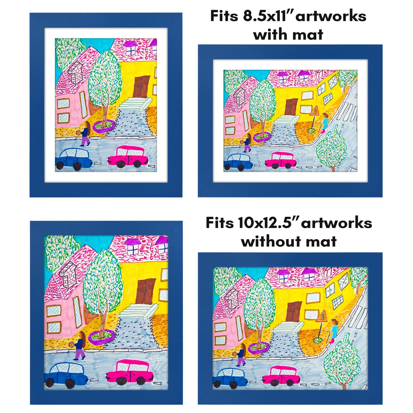 Kids Art Frame | 10x12.5 with mat | Holds up to 100 Artworks - Americanflat
