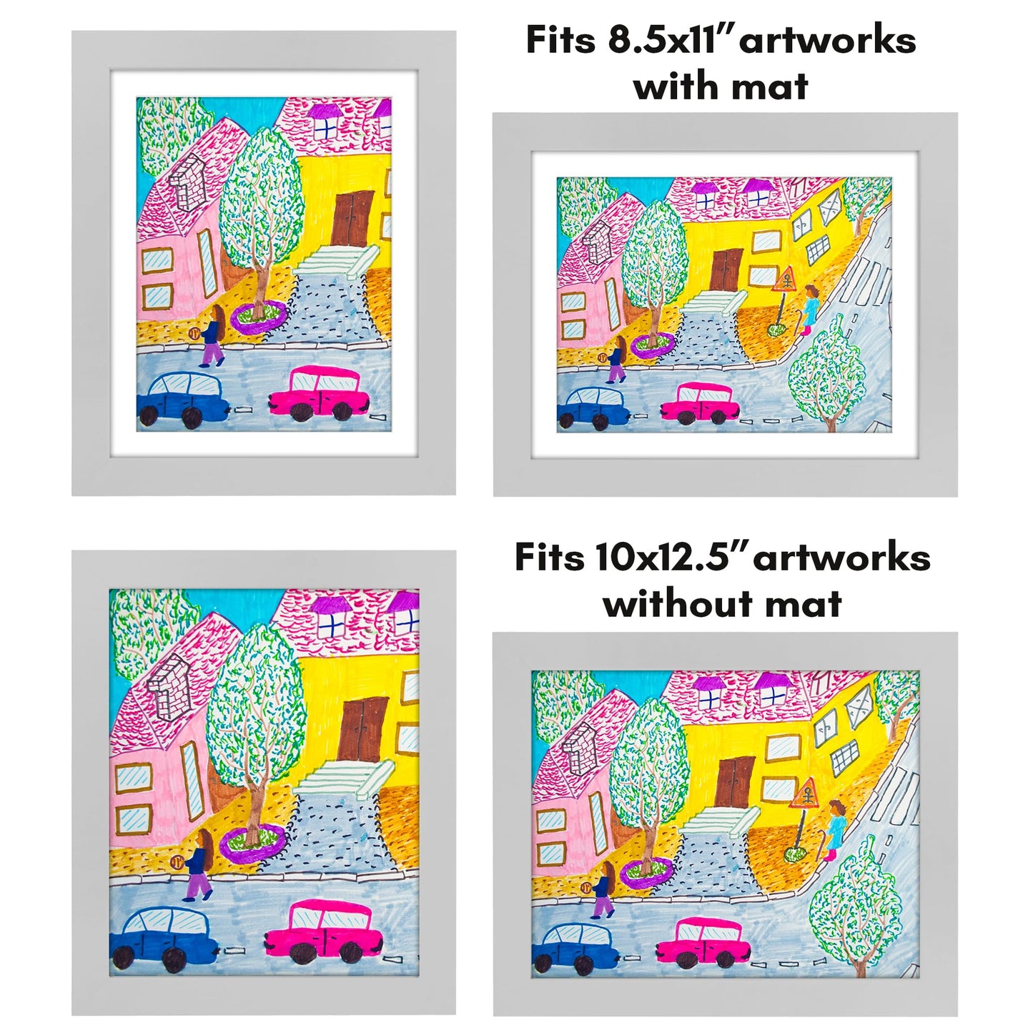 Kids Art Frame | 10x12.5 with mat | Holds up to 100 Artworks - Americanflat