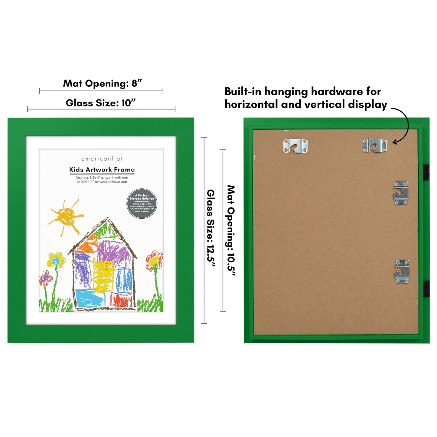 Kids Art Frame | 10x12.5 with mat | Holds up to 100 Artworks - Americanflat