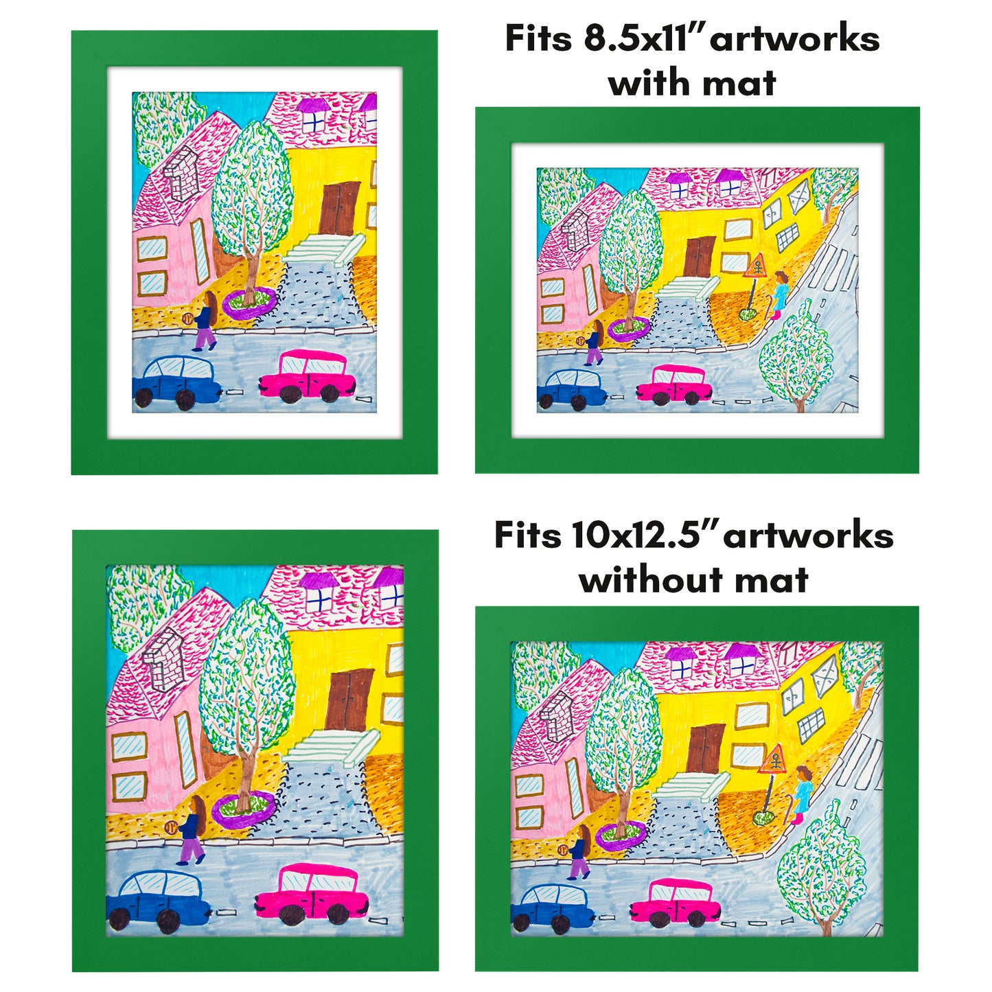 Kids Art Frame | 10x12.5 with mat | Holds up to 100 Artworks - Americanflat