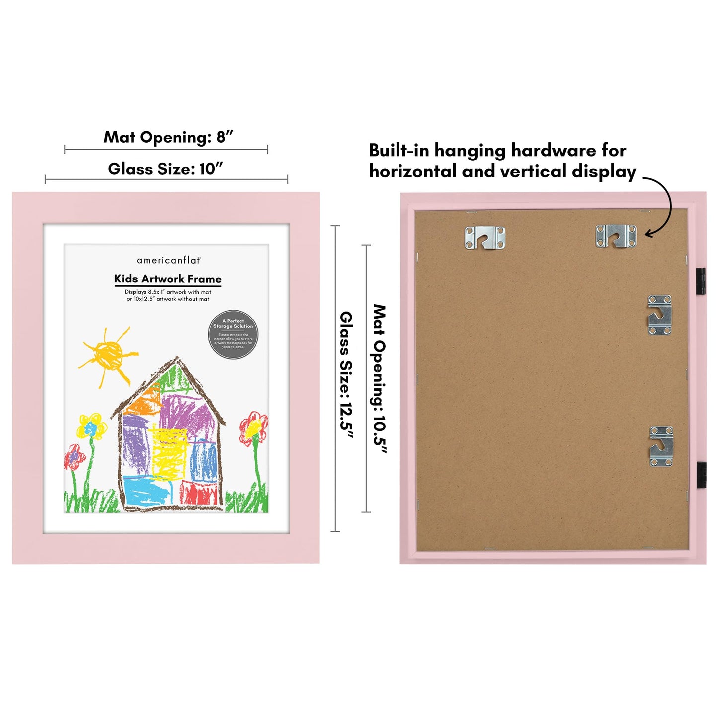 Kids Art Frame | 10x12.5 with mat | Holds up to 100 Artworks - Americanflat
