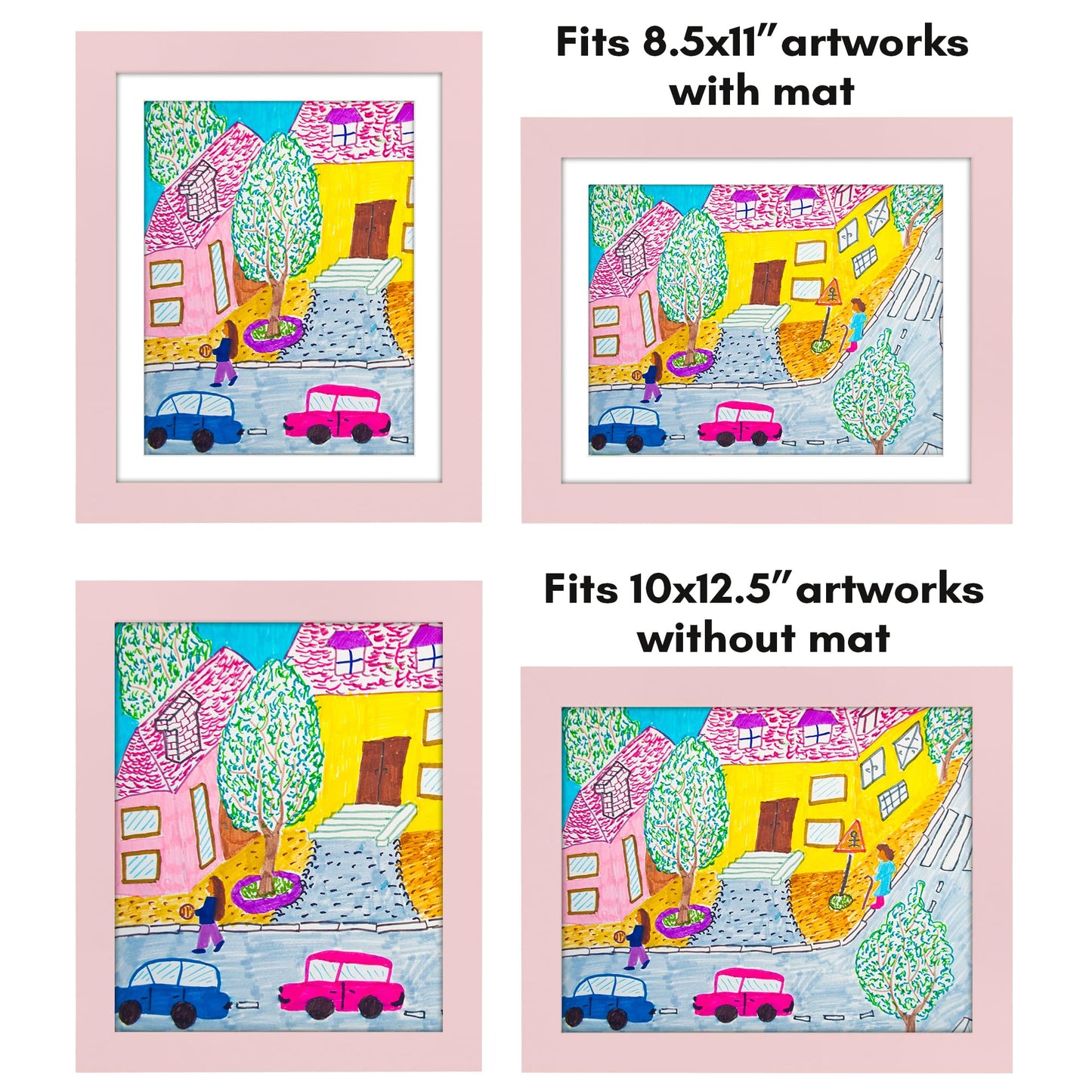 Kids Art Frame | 10x12.5 with mat | Holds up to 100 Artworks - Americanflat
