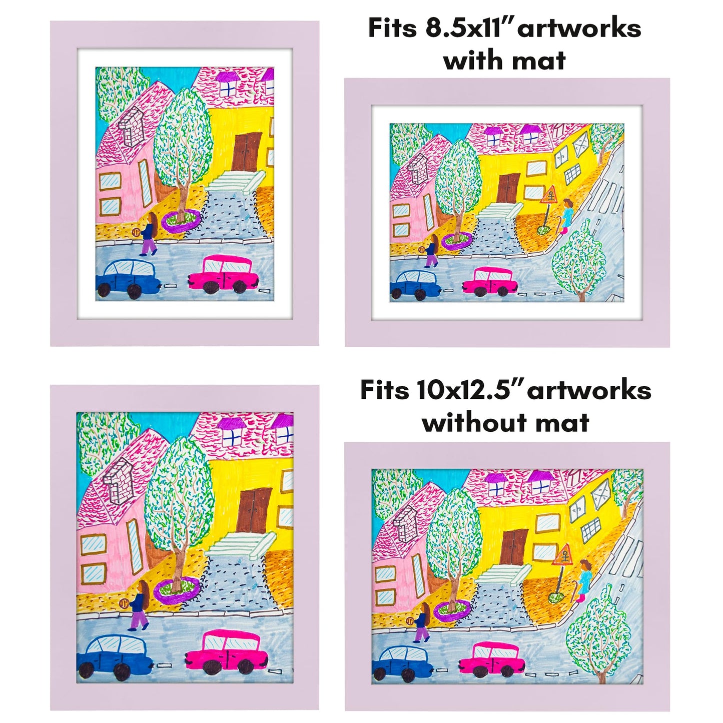 Kids Art Frame | 10x12.5 with mat | Holds up to 100 Artworks - Americanflat