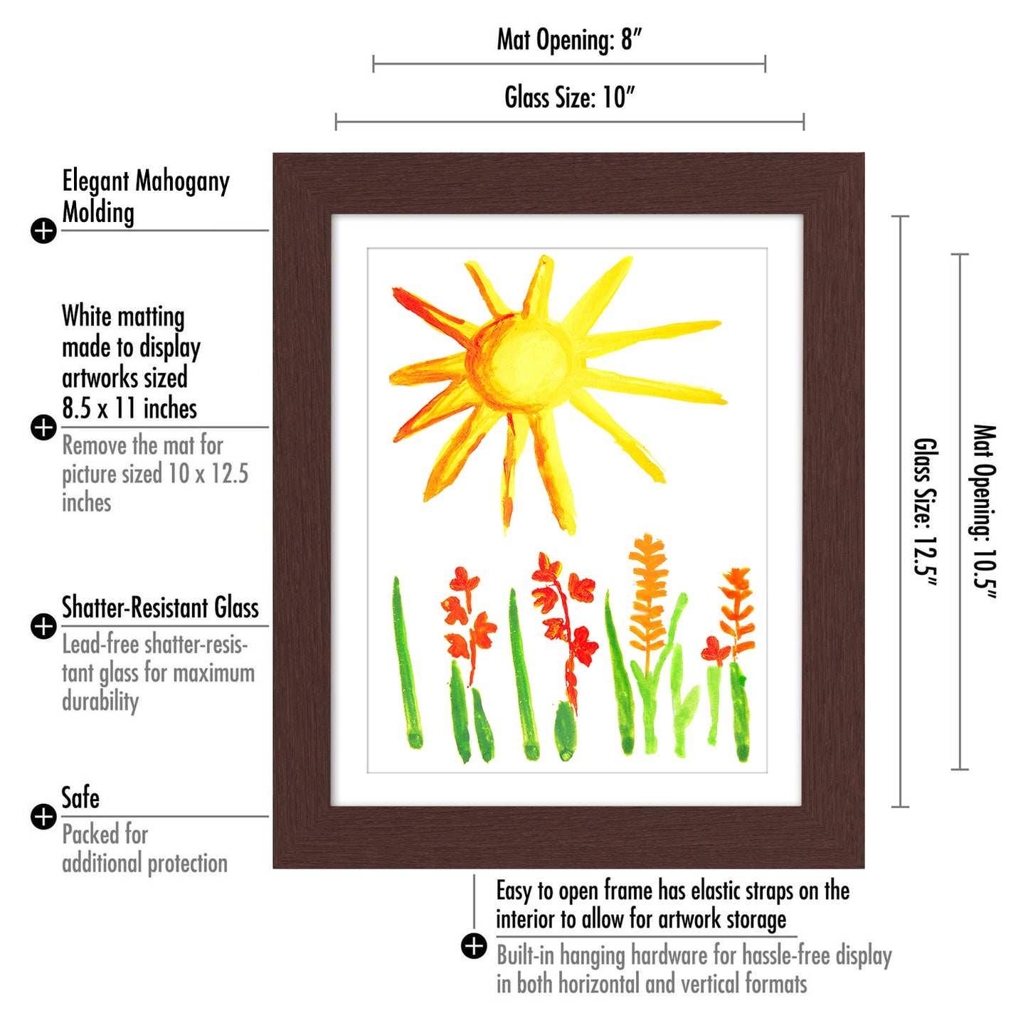 Kids Art Frame | 10x12.5 with mat | Holds up to 100 Artworks - Americanflat