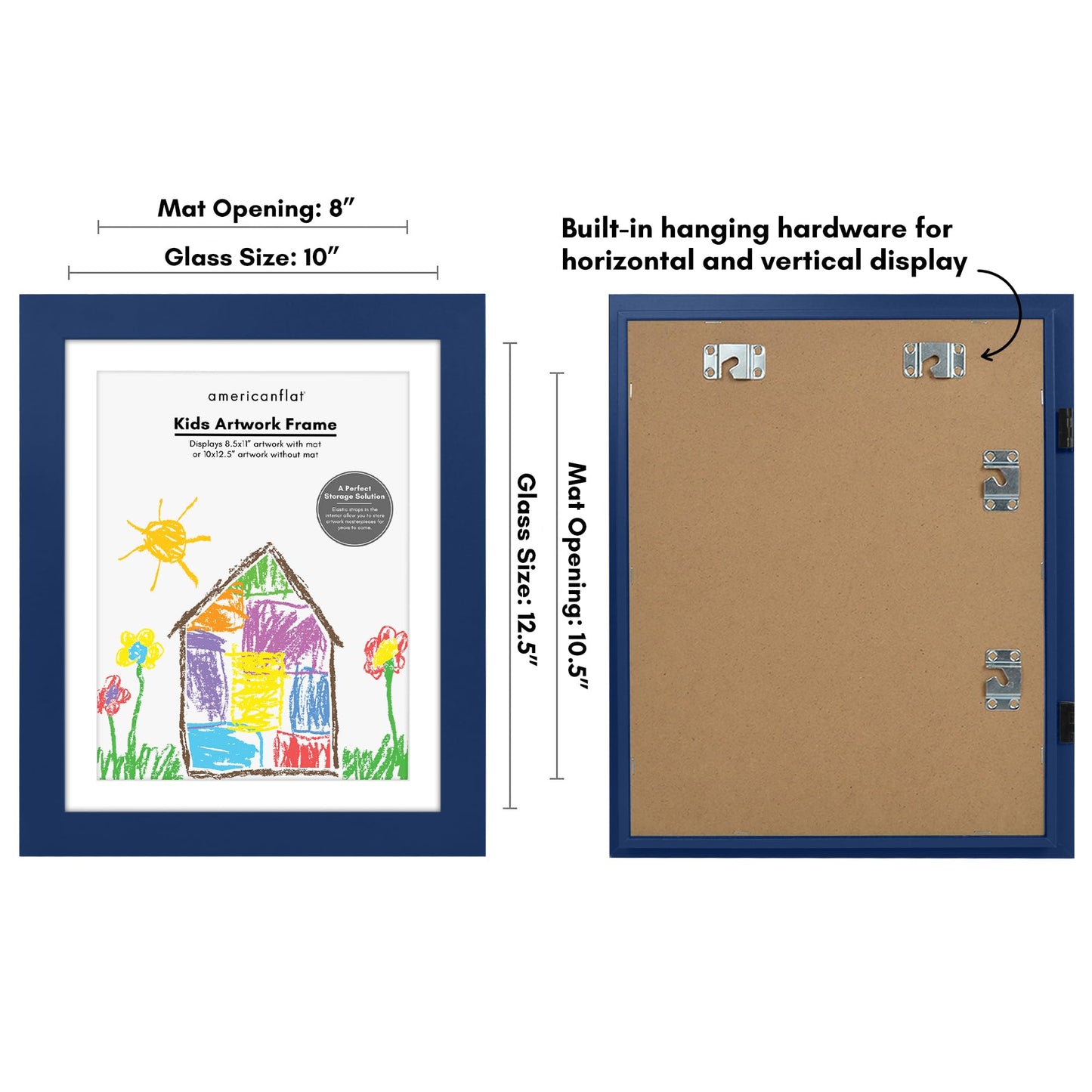 Kids Art Frame | 10x12.5 with mat | Holds up to 100 Artworks - Americanflat