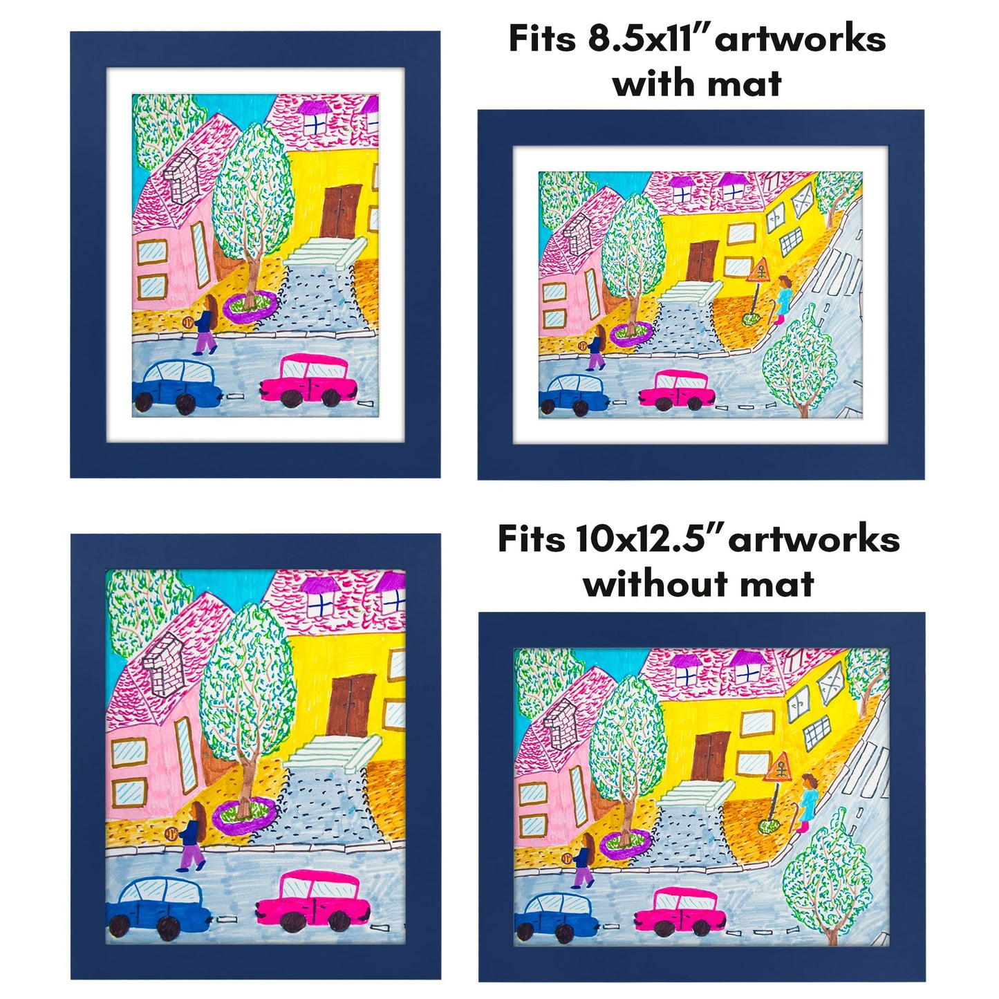 Kids Art Frame | 10x12.5 with mat | Holds up to 100 Artworks - Americanflat
