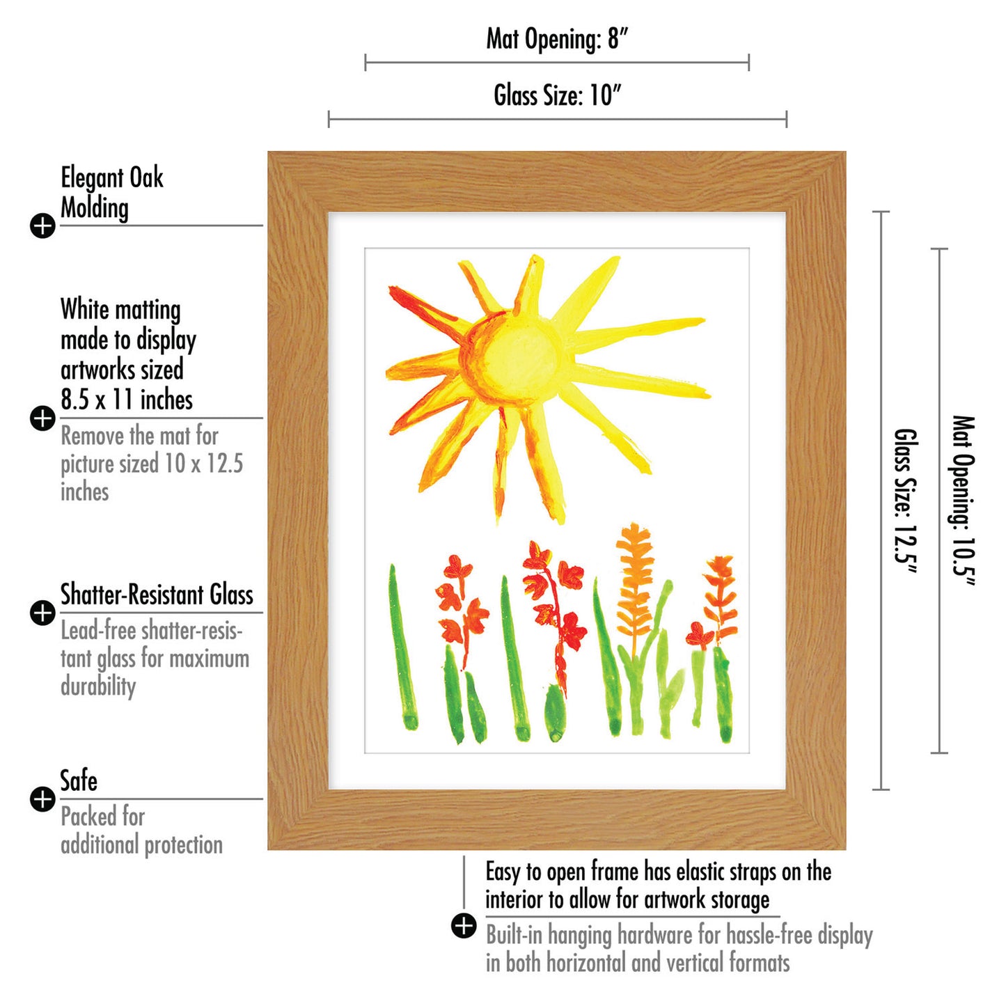 Kids Art Frame | 10x12.5 with mat | Holds up to 100 Artworks - Americanflat