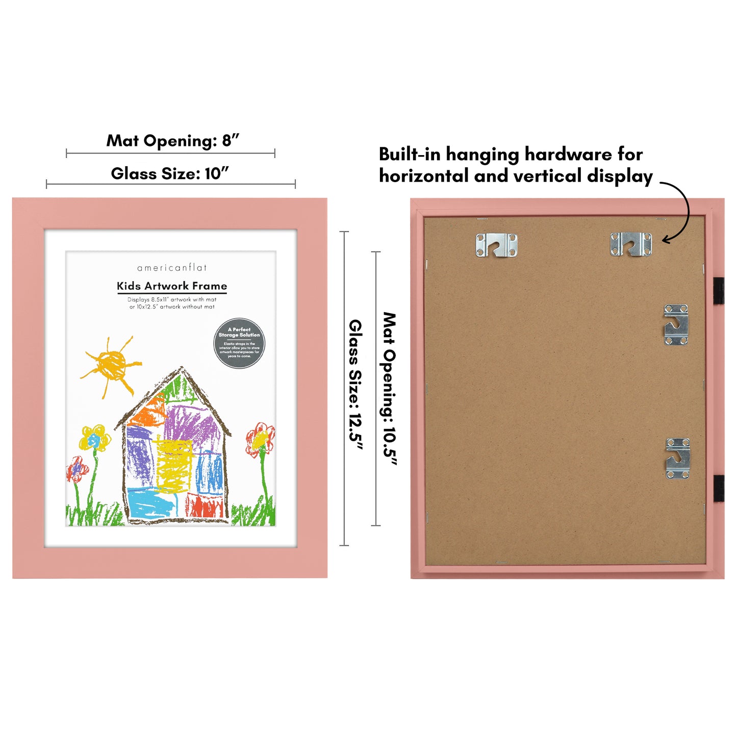 Kids Art Frame | 10x12.5 with mat | Holds up to 100 Artworks - Americanflat