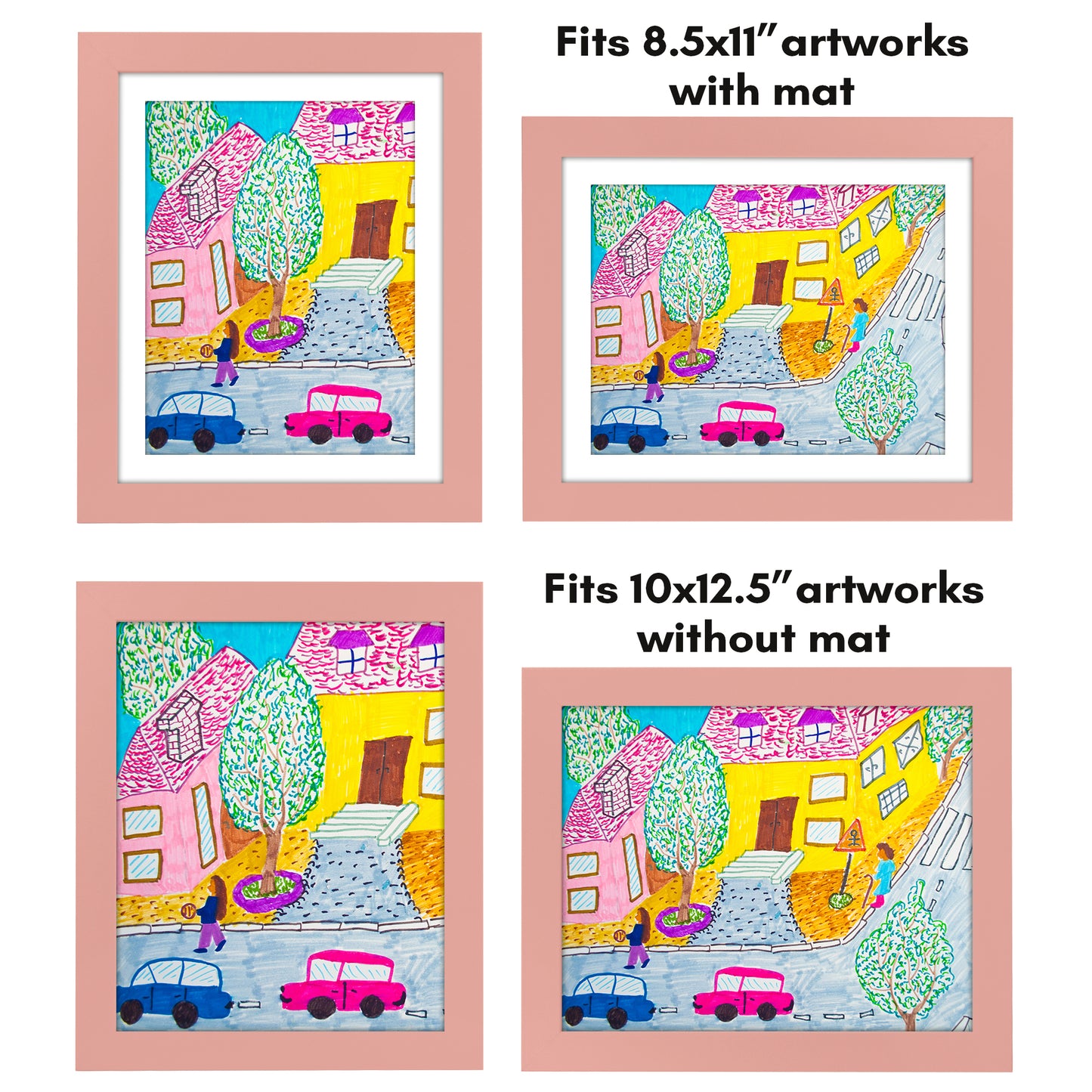 Kids Art Frame | 10x12.5 with mat | Holds up to 100 Artworks - Americanflat
