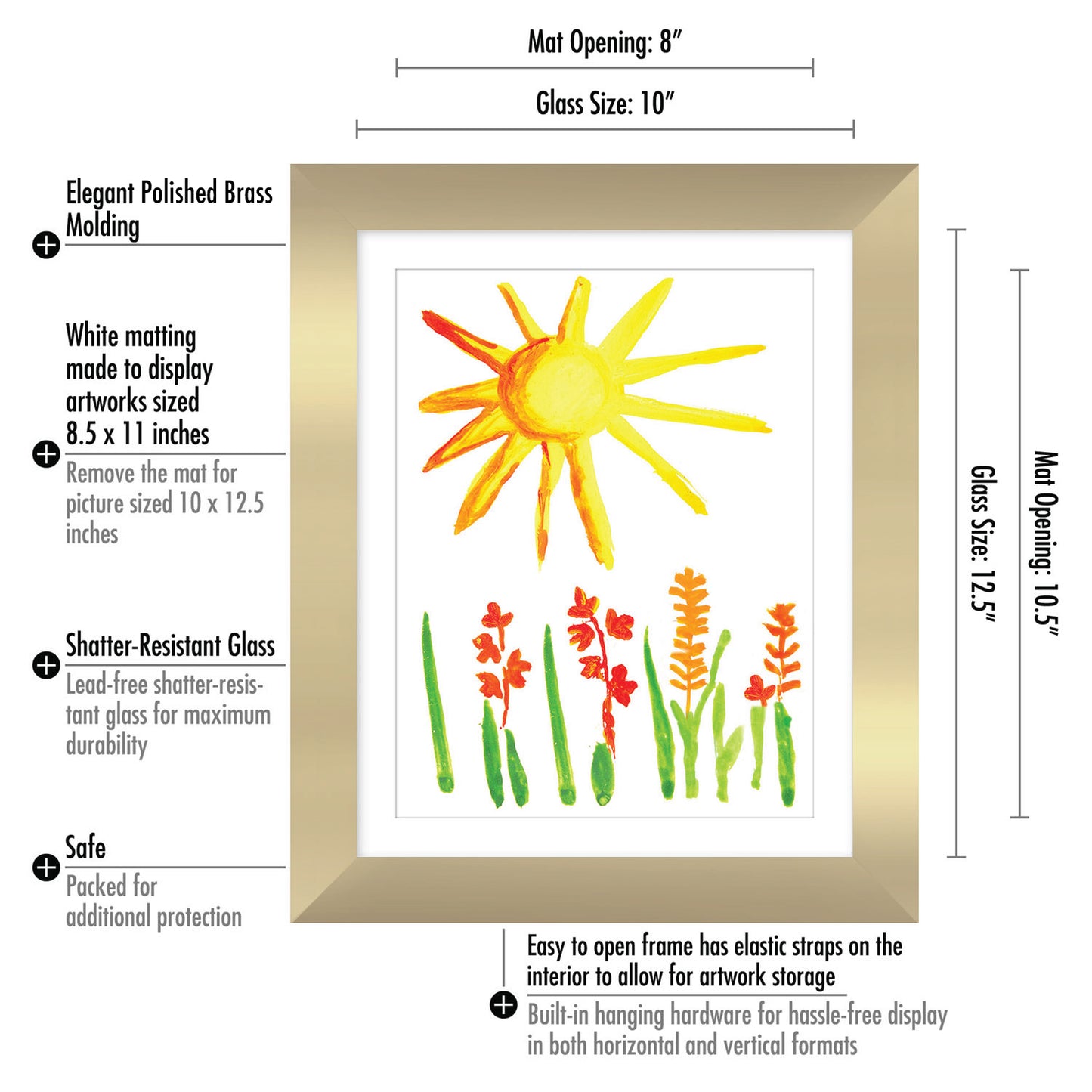 Kids Art Frame | 10x12.5 with mat | Holds up to 100 Artworks - Americanflat