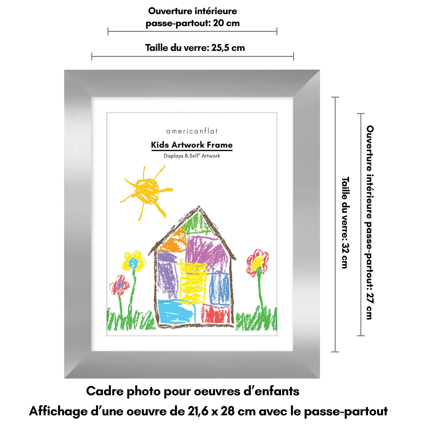 Kids Art Frame | 10x12.5 with mat | Holds up to 100 Artworks - Americanflat