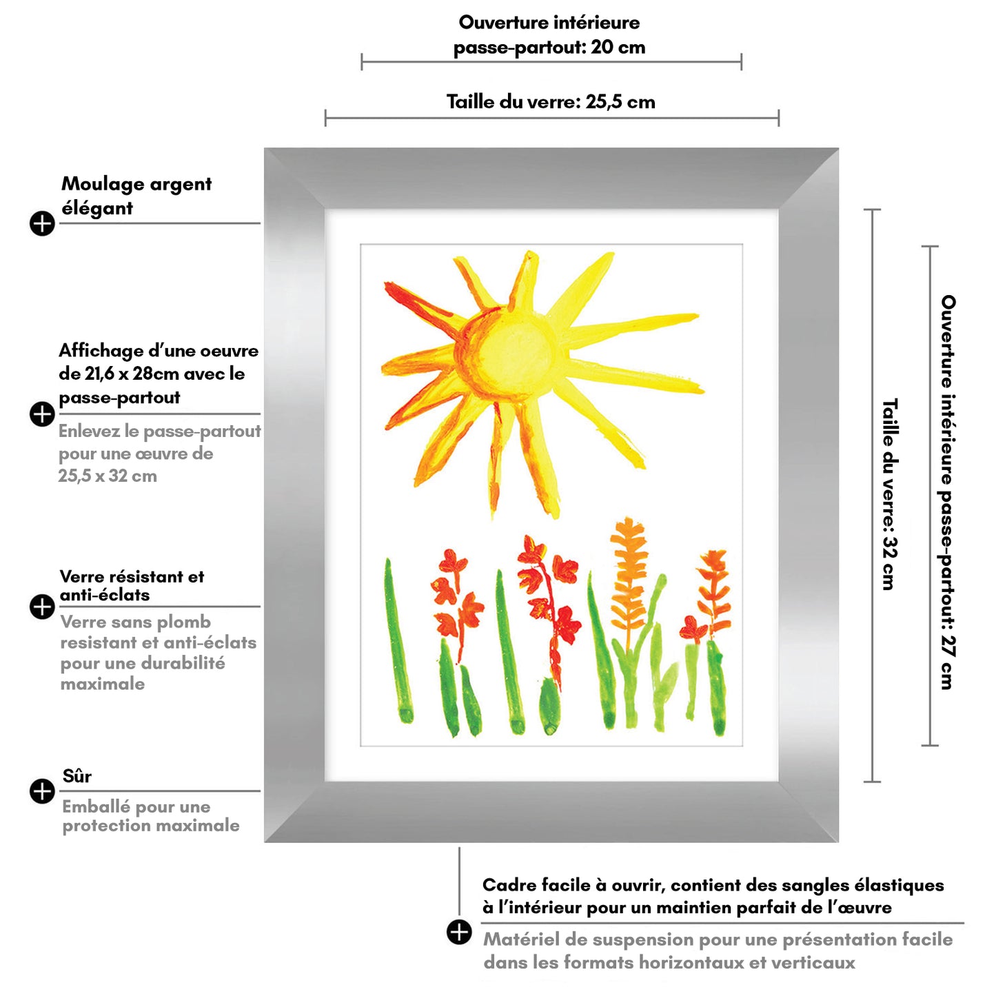 Kids Art Frame | 10x12.5 with mat | Holds up to 100 Artworks - Americanflat