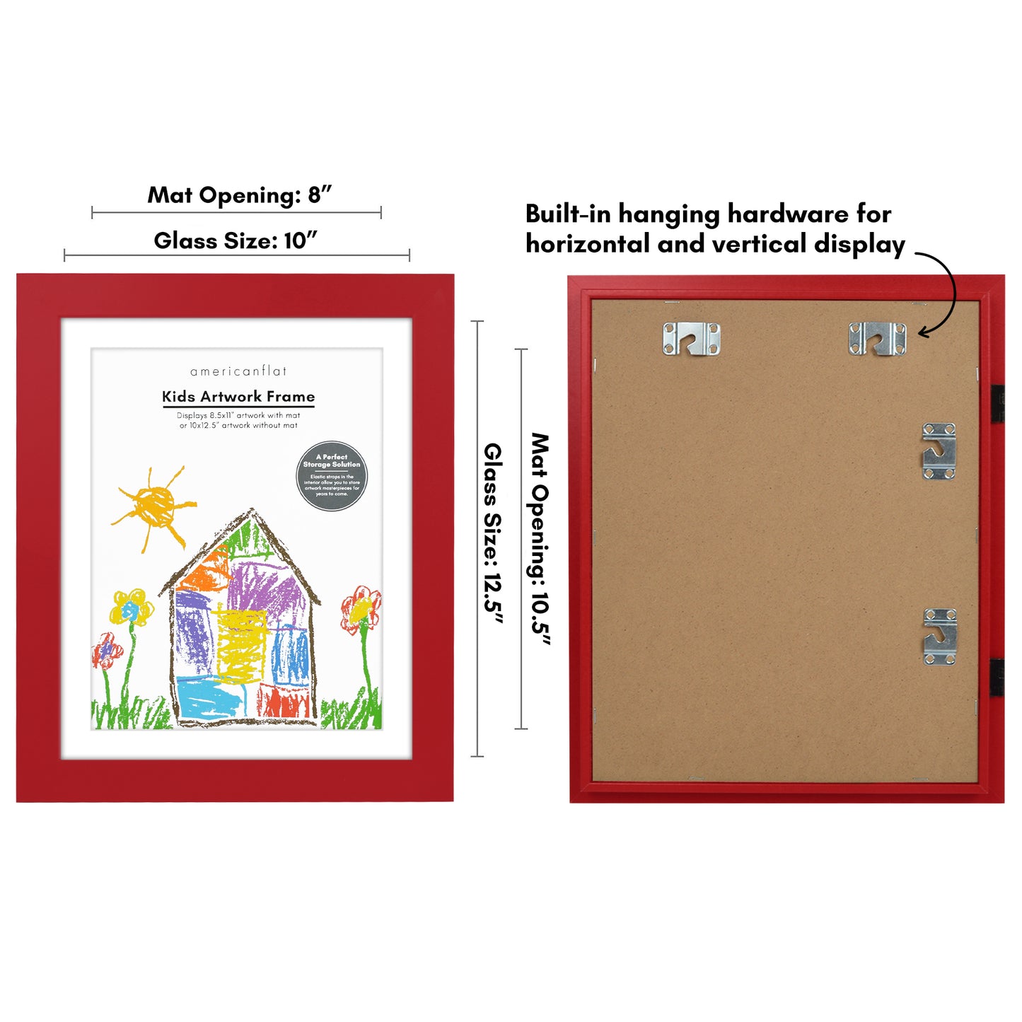 Kids Art Frame | 10x12.5 with mat | Holds up to 100 Artworks - Americanflat
