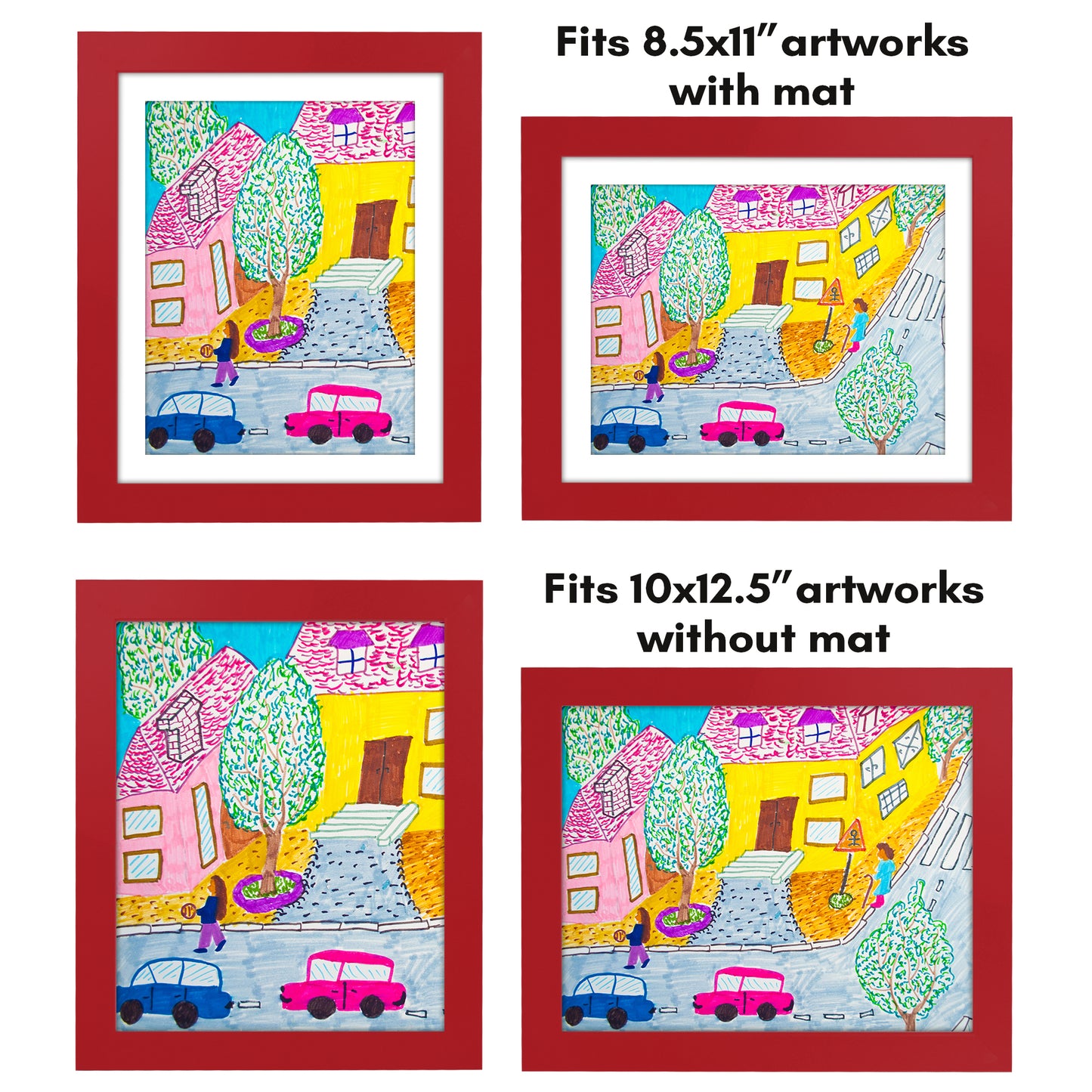 Kids Art Frame | 10x12.5 with mat | Holds up to 100 Artworks - Americanflat