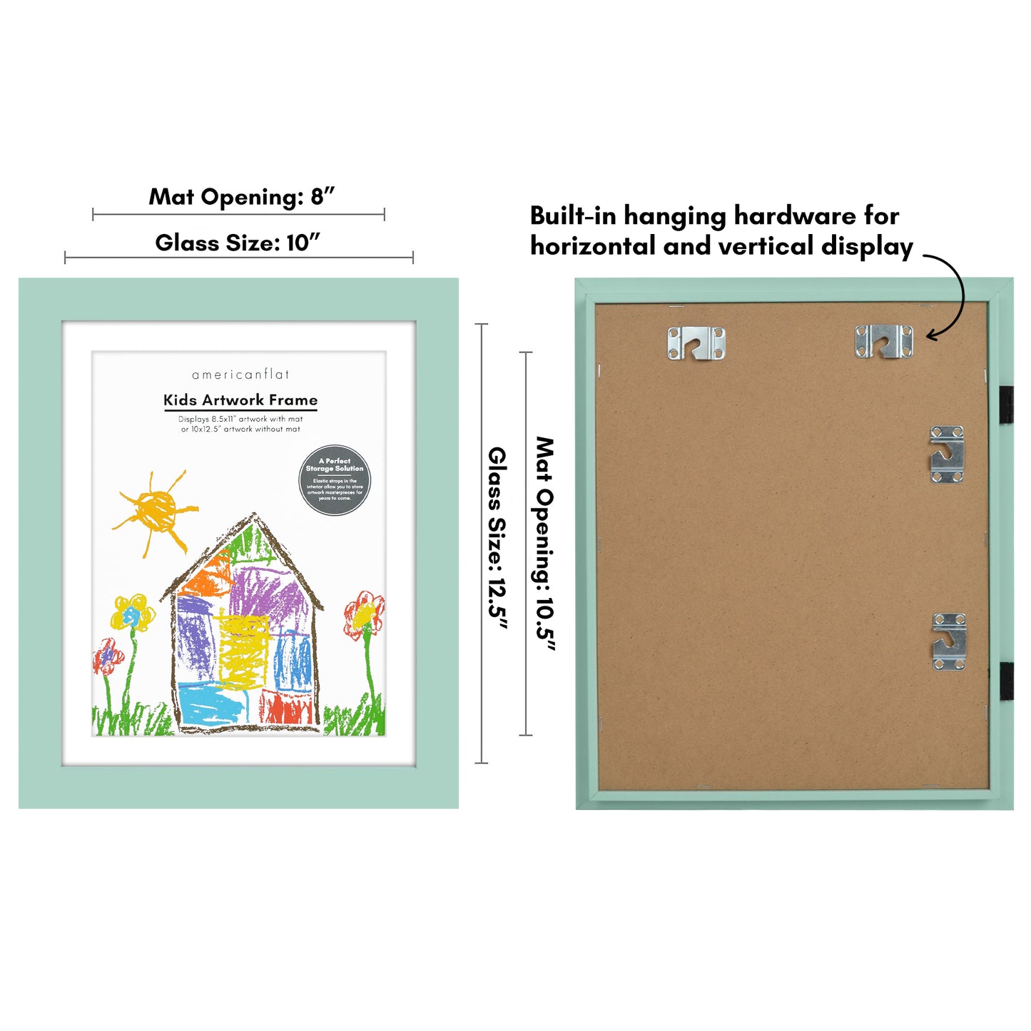 Kids Art Frame | 10x12.5 with mat | Holds up to 100 Artworks - Americanflat