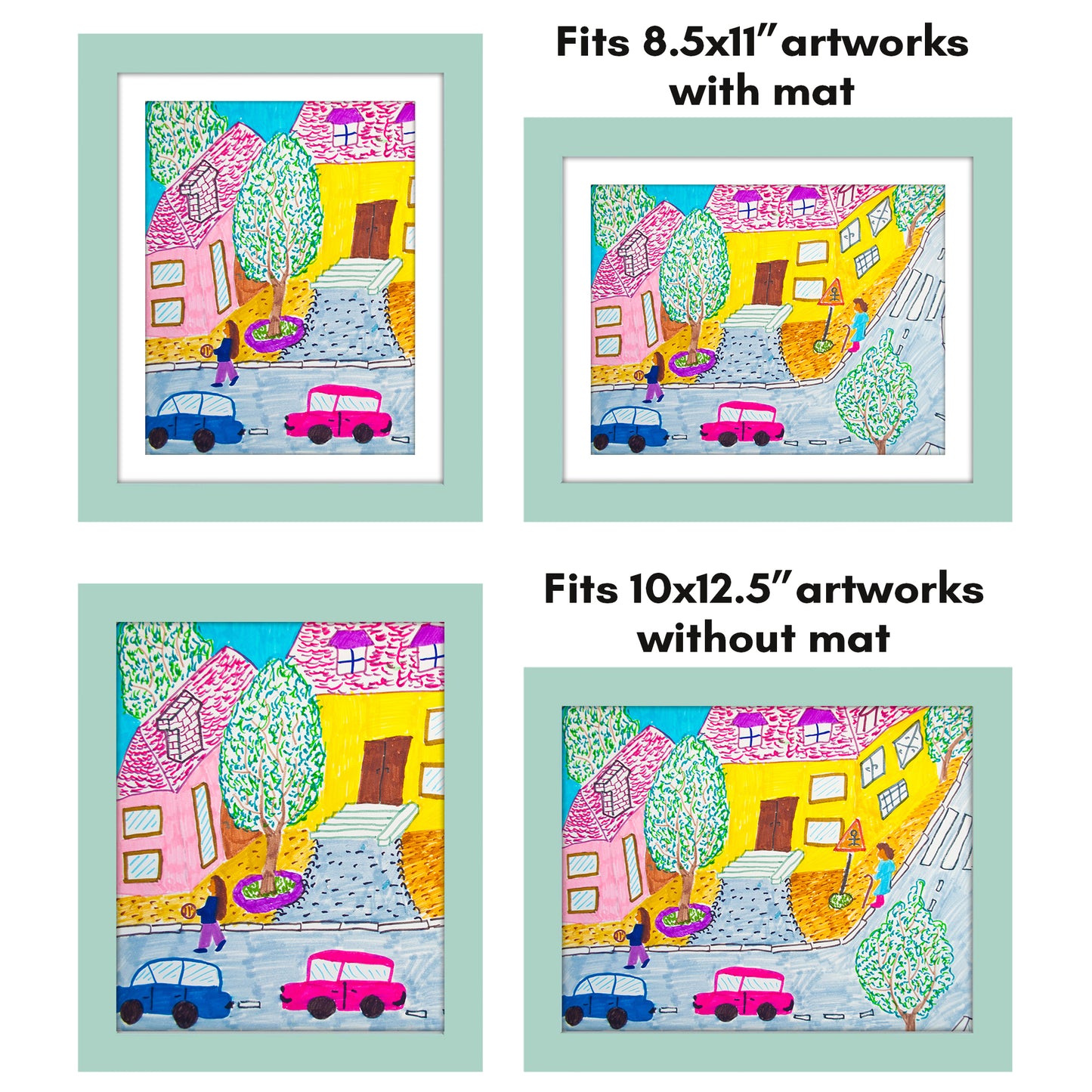 Kids Art Frame | 10x12.5 with mat | Holds up to 100 Artworks - Americanflat