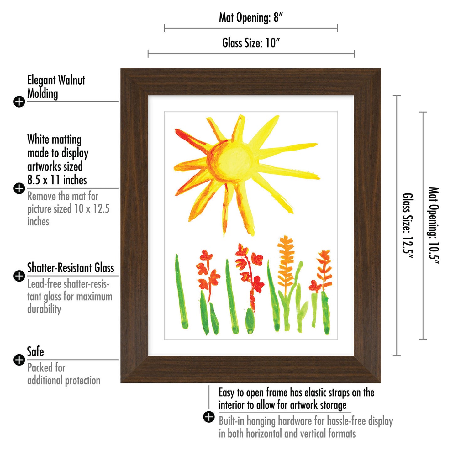 Kids Art Frame | 10x12.5 with mat | Holds up to 100 Artworks - Americanflat