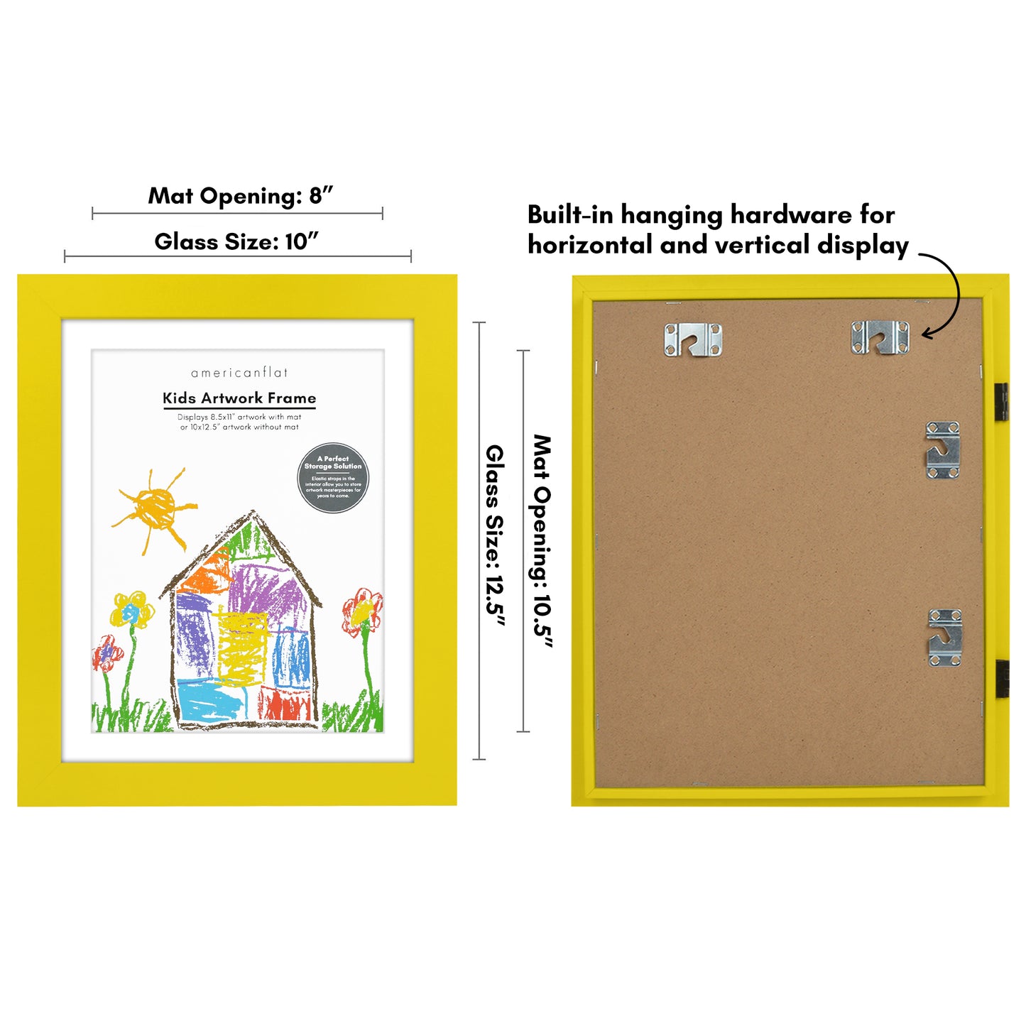 Kids Art Frame | 10x12.5 with mat | Holds up to 100 Artworks - Americanflat