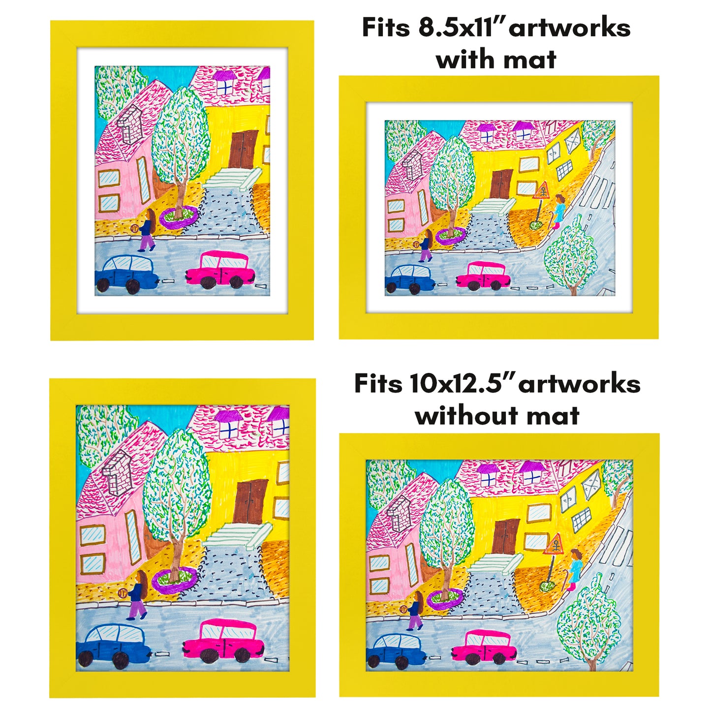 Kids Art Frame | 10x12.5 with mat | Holds up to 100 Artworks - Americanflat