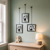 Americanflat 4x6 Floating Picture Frames with Chain | Set of 3 | Black