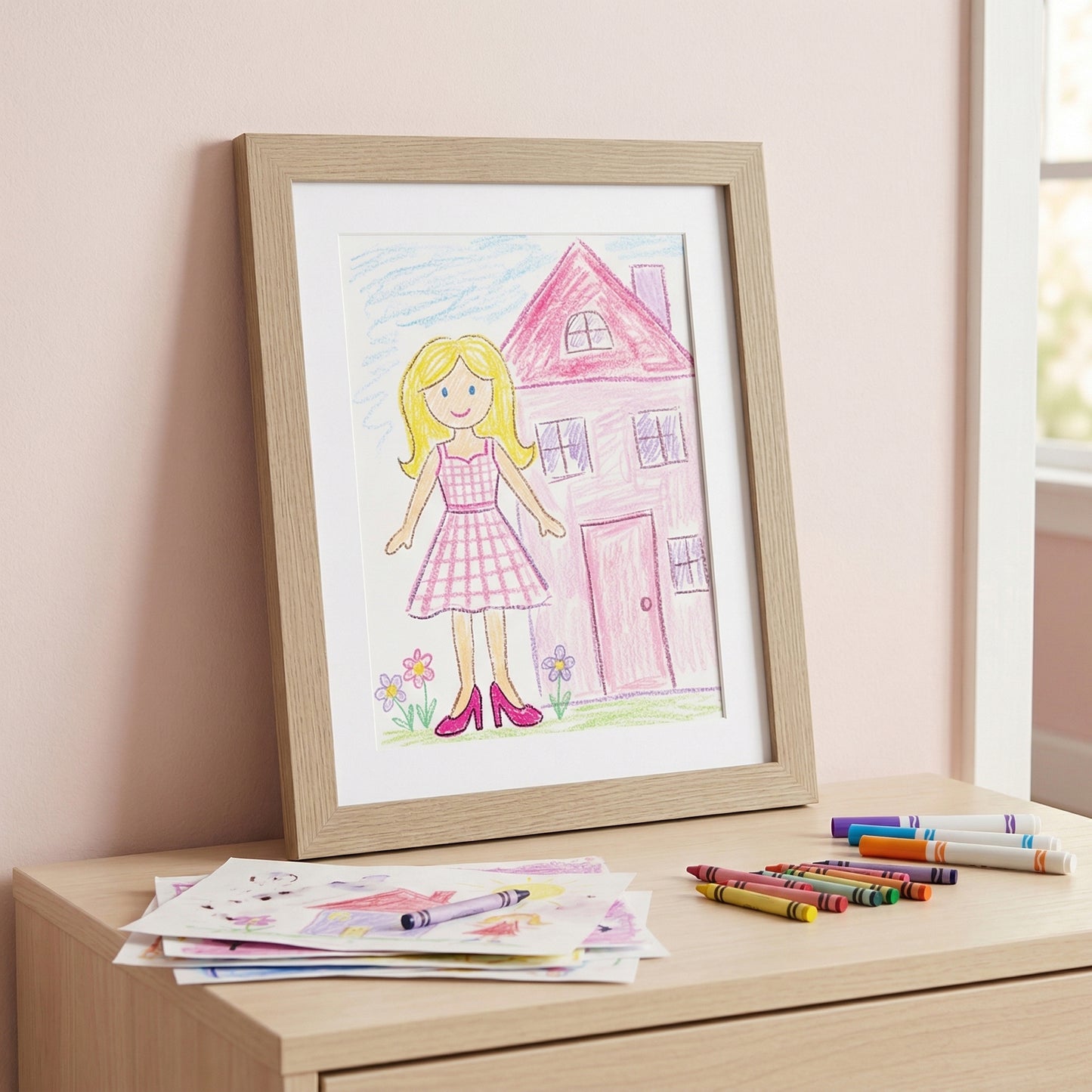 Kids Art Frame | 10x12.5 with mat | Holds up to 100 Artworks - Americanflat