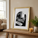 Geometric gold arched console