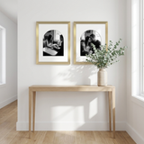 Geometric gold arched hallway