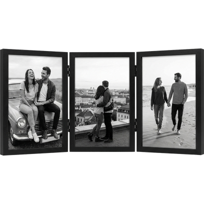 Signature Hinged Picture Frame — 4x6 / Black / Triple fold