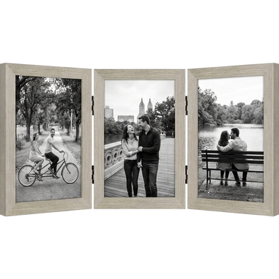 Signature Hinged Picture Frame — 4x6 / Driftwood / Triple fold