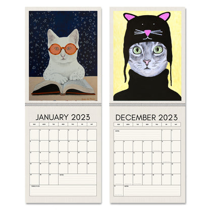 2023 Cats Surfers Pop Art Wall Calendar, Holidays and Observances Size 11.5  X 16.5 inch, 30x42 cm #4 (Norwegian Forest Cat Surfer 1)
