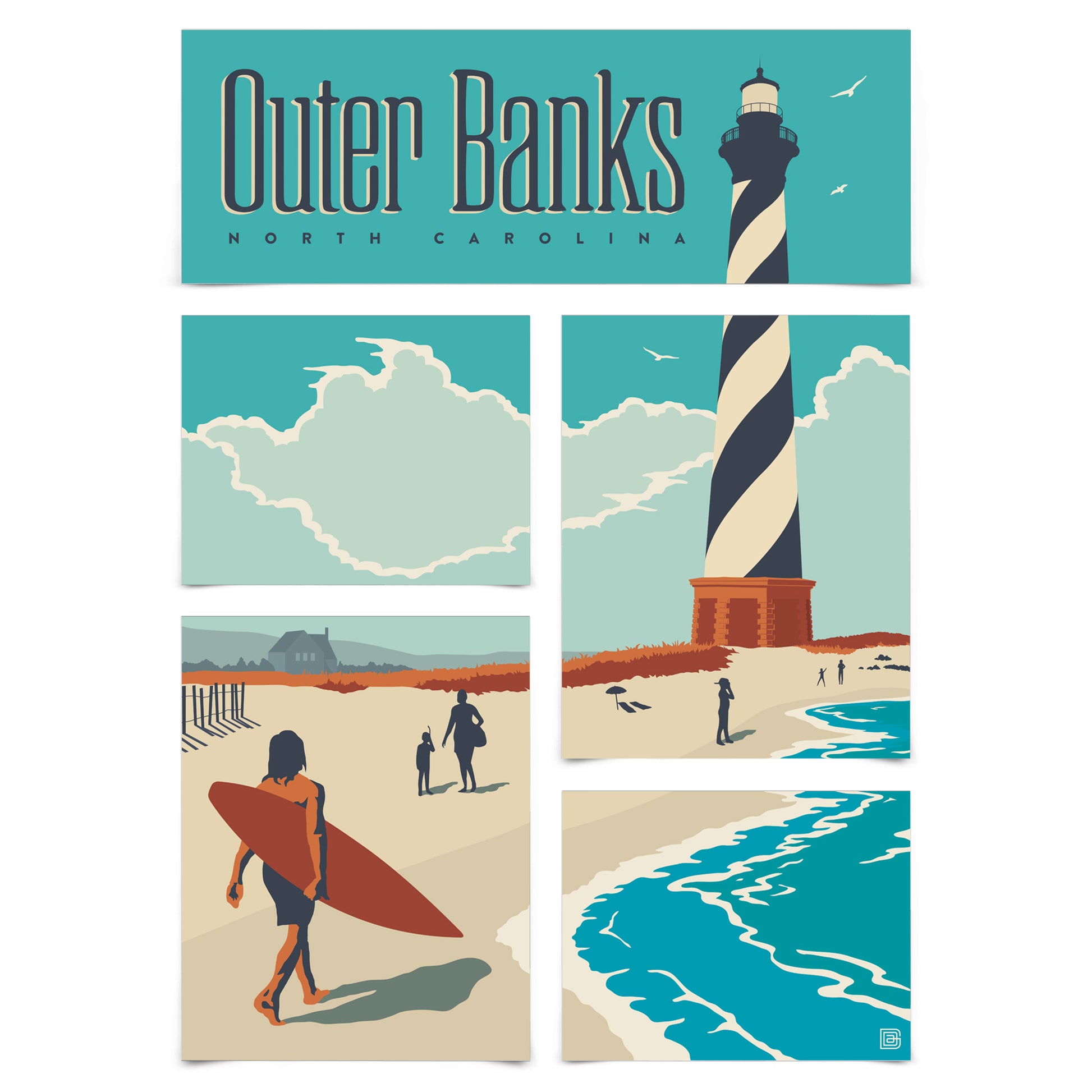 Outer Banks, North Carolina, Shark Name Pattern (12x18 Wall Art Poster,  Room Decor) 