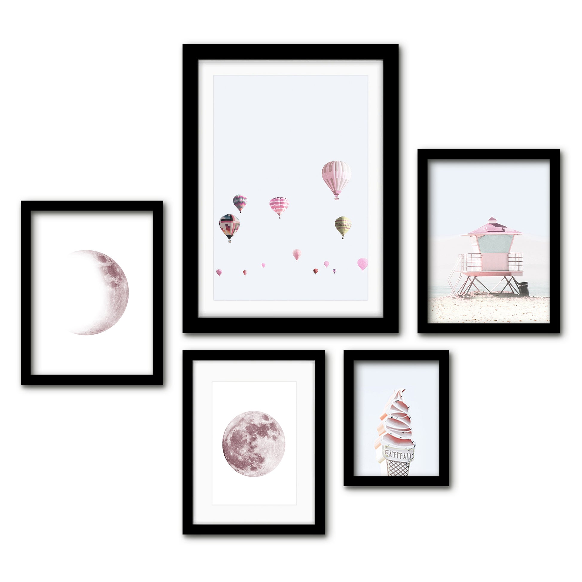 Americanflat 5 Piece White Framed Gallery Wall Art Set Modern