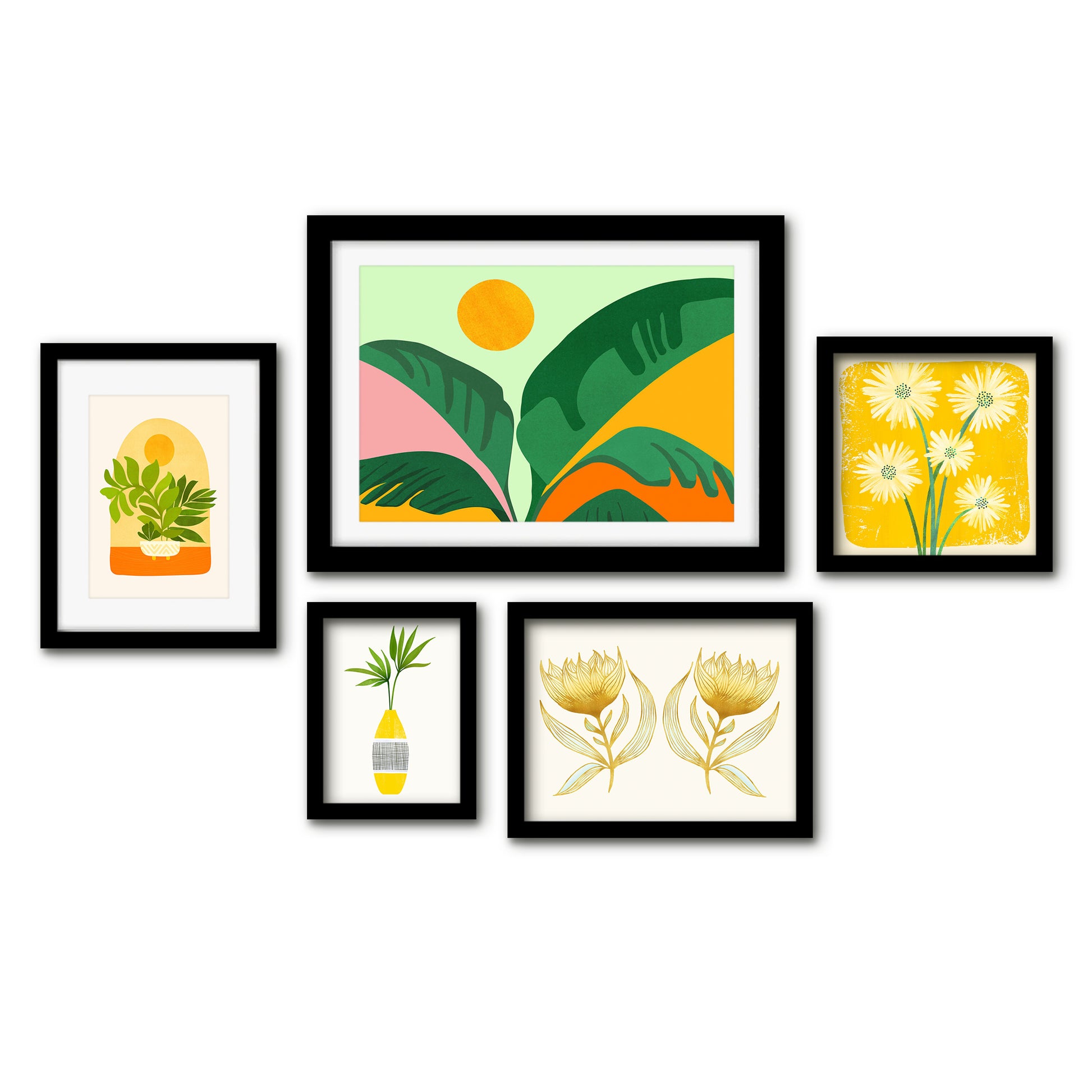 Americanflat 5 Piece White Framed Gallery Wall Art Set Modern