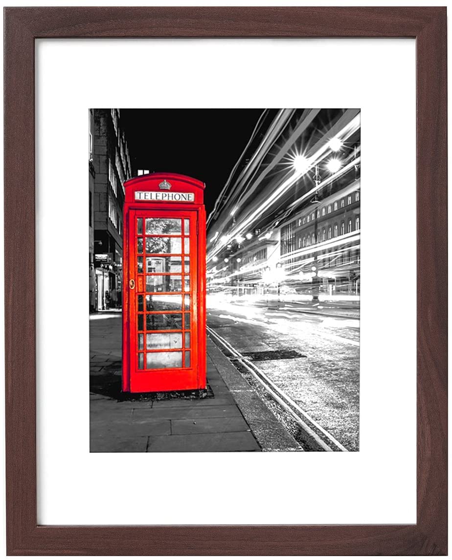 Picture Frame in Mahogany MDF with Lead Free Polished Glass - Horizontal and Vertical Formats - Wall Mounted - 11 x 14 - Picture Frame - Americanflat