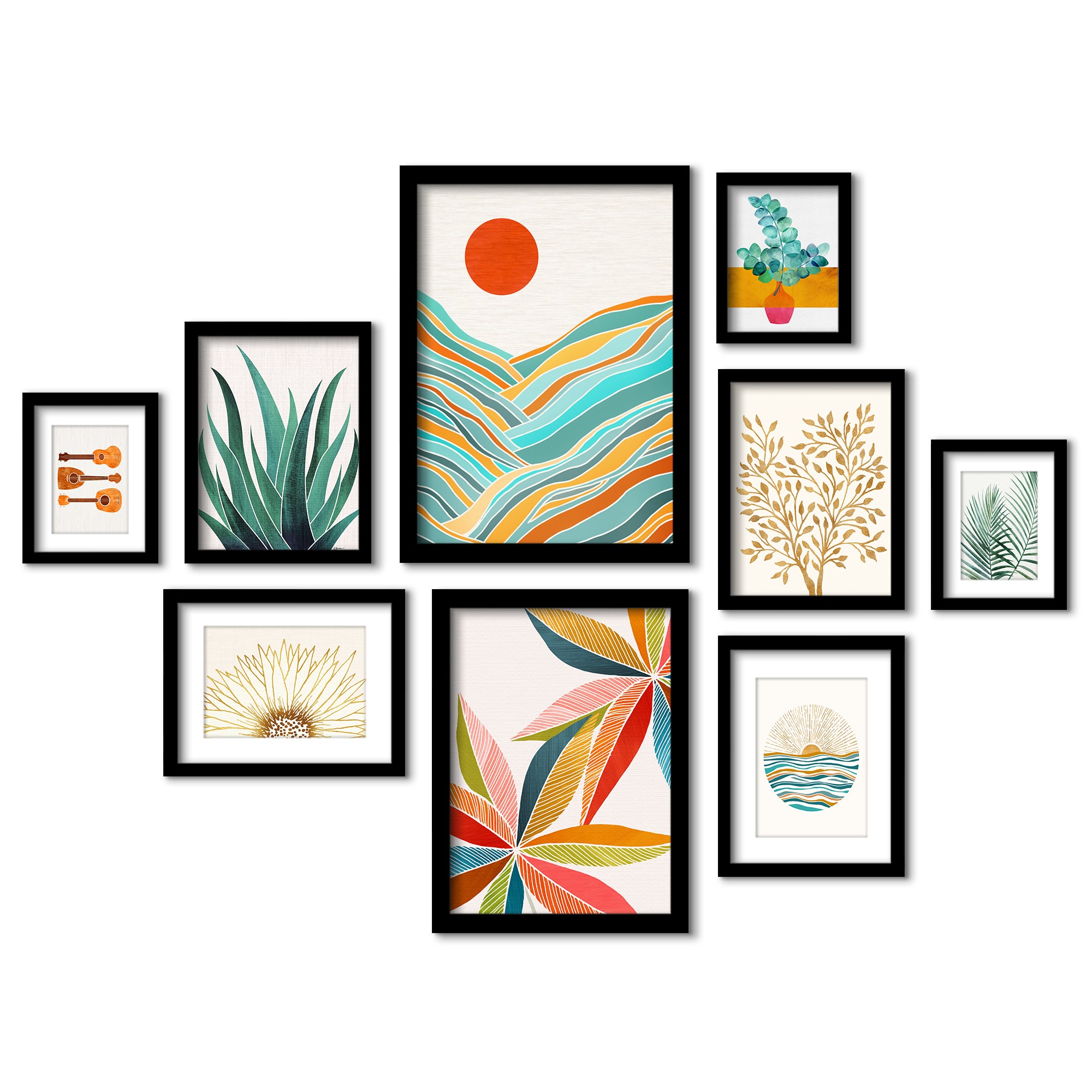 Tropical Bloom - 9 Piece Framed Gallery Wall Art Set – Americanflat