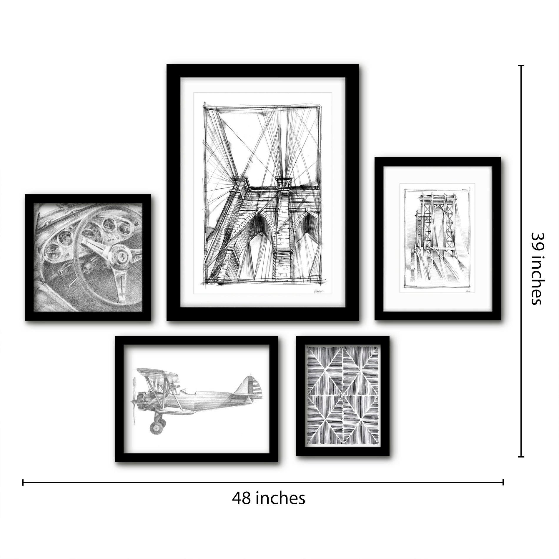 Americanflat 5 Piece White Framed Gallery Wall Art Set Modern