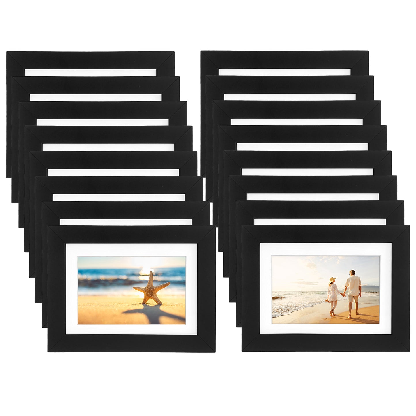 Picture Frame in Black with Polished Glass and Easel Stand for Wall and Tabletop - 4 x 6 - Pack of 16 - Picture Frame - Americanflat