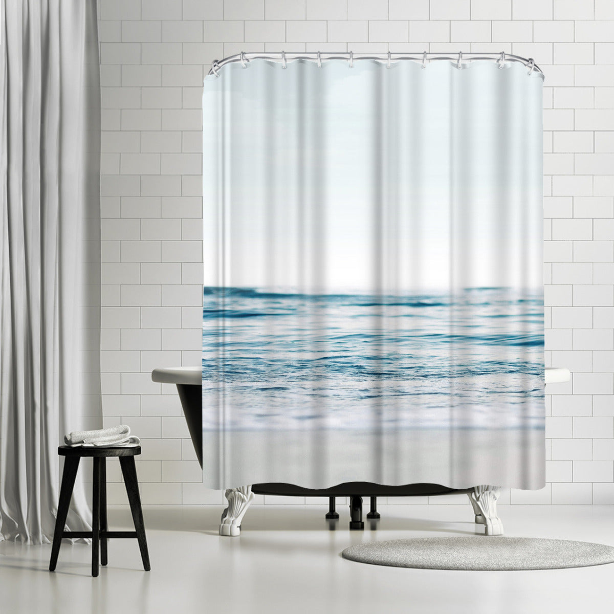 Blue Wave And Sand 1 by Artvir - Shower Curtain
