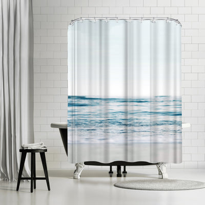 Blue Wave And Sand 1 by Artvir - Shower Curtain — 71" x 74"