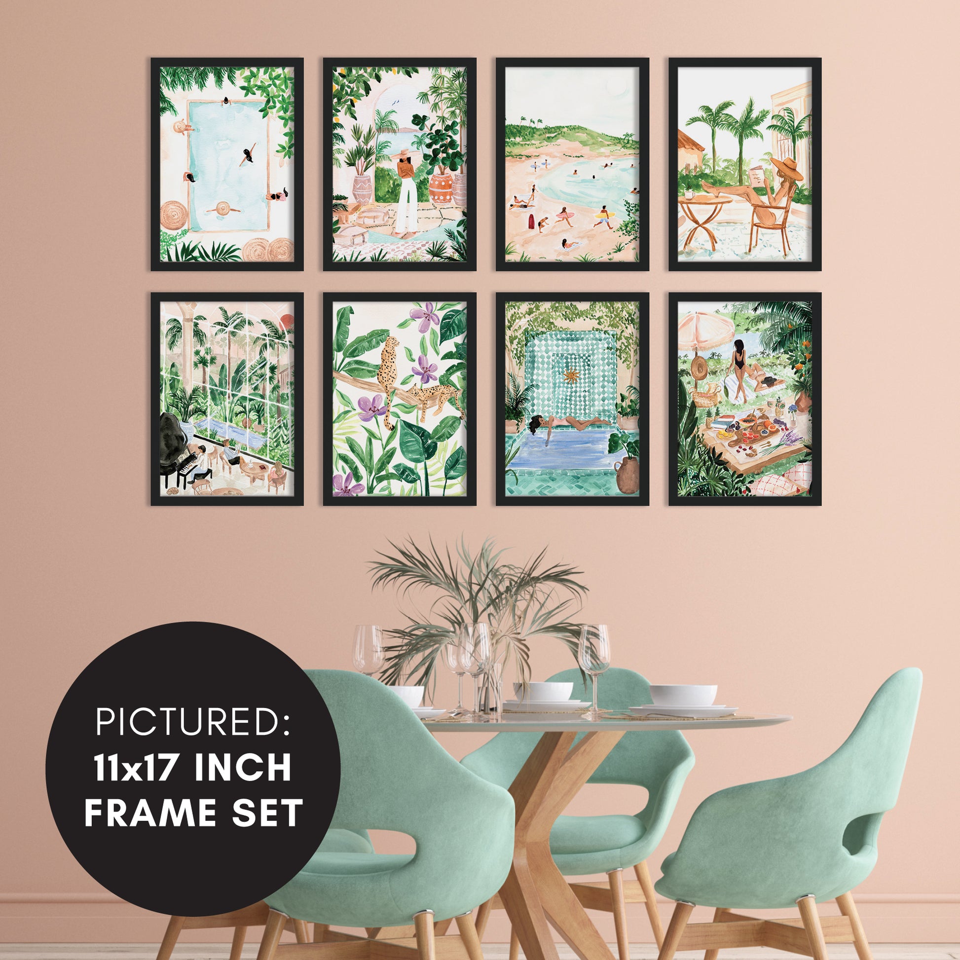 Boho Travel Bliss by Sabina Fenn - 8 Piece Framed Art Set 11 x 14 / White Matted - Americanflat