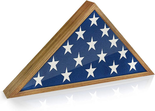 Flag Box Display Case for Burial Flag - Triangle Flag Holder with Wall Mount and Polished Plexiglass Front (Barn Wood)