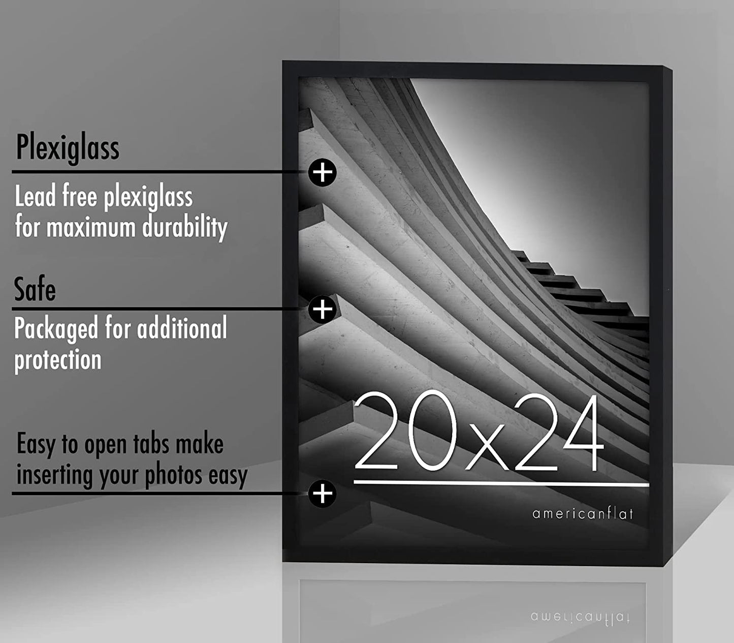 Thin Border Photo Frame in Black - Plexiglass Cover For Horizontal Formats - Picture Frame