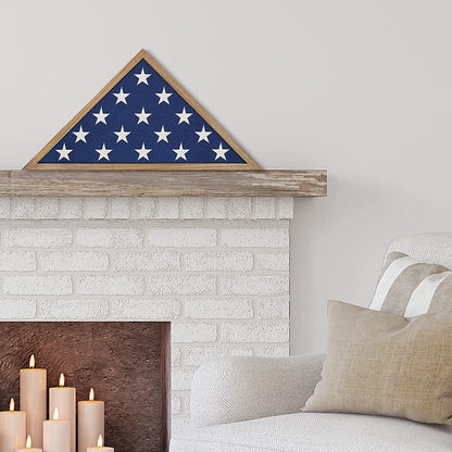 Flag Box Display Case for Burial Flag - Triangle Flag Holder with Wall Mount and Polished Plexiglass Front (Barn Wood)