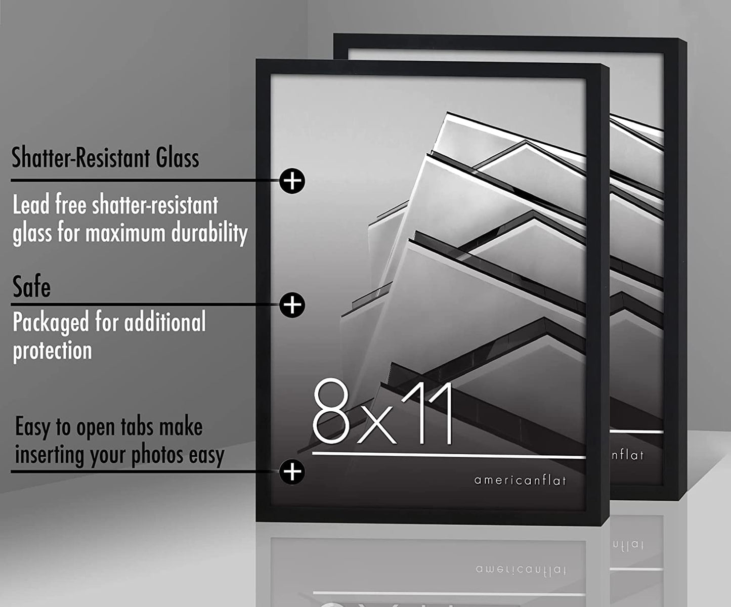 Thin Border Photo Frame in Black - Plexiglass Cover For Horizontal Formats - Picture Frame
