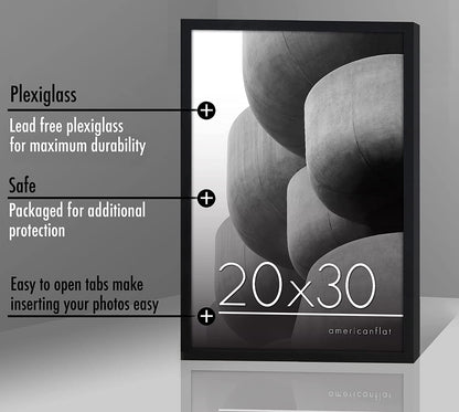 Thin Border Photo Frame in Black - Plexiglass Cover For Horizontal Formats - Picture Frame