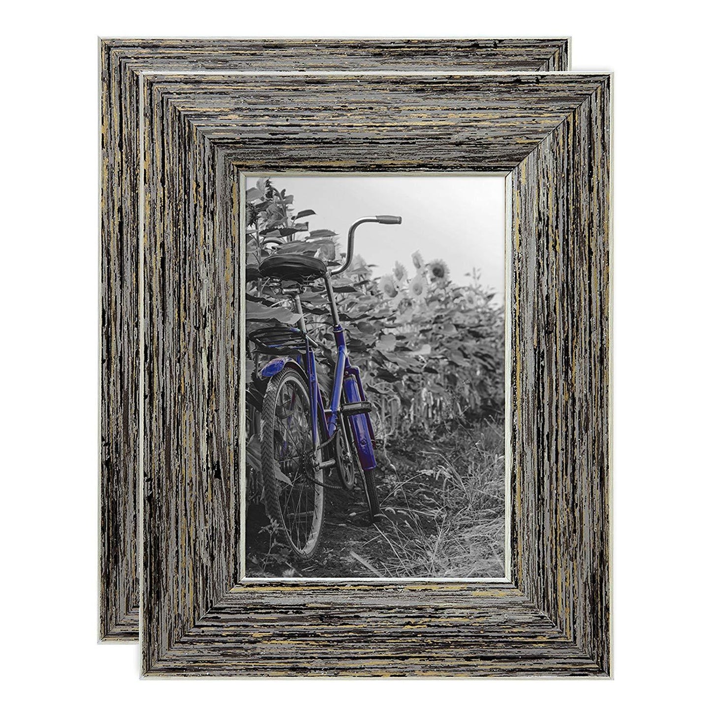 6 Pack Rustic Wood 5x7 Picture Frames with Mat 4x6 Photo Frames