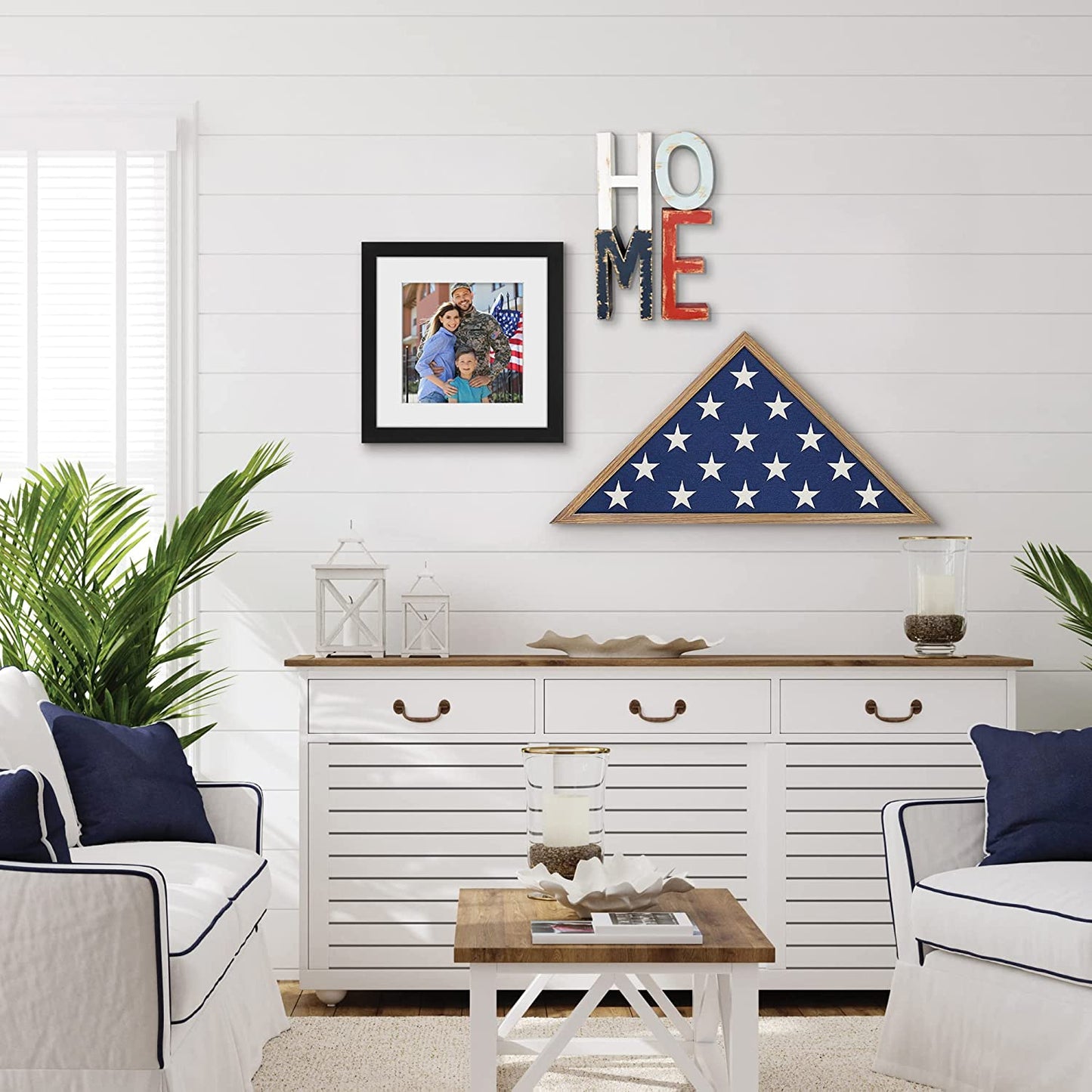 Flag Box Display Case for Burial Flag - Triangle Flag Holder with Wall Mount and Polished Plexiglass Front (Barn Wood)