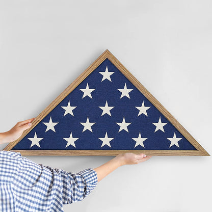 Flag Box Display Case for Burial Flag - Triangle Flag Holder with Wall Mount and Polished Plexiglass Front (Barn Wood)