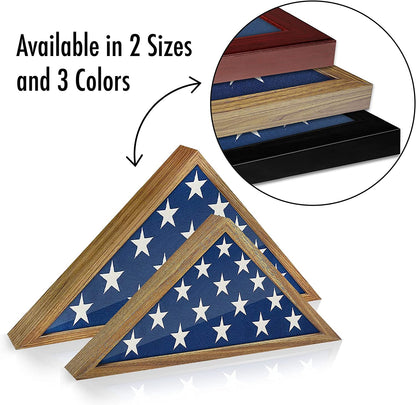 Flag Box Display Case for Burial Flag - Triangle Flag Holder with Wall Mount and Polished Plexiglass Front (Barn Wood)