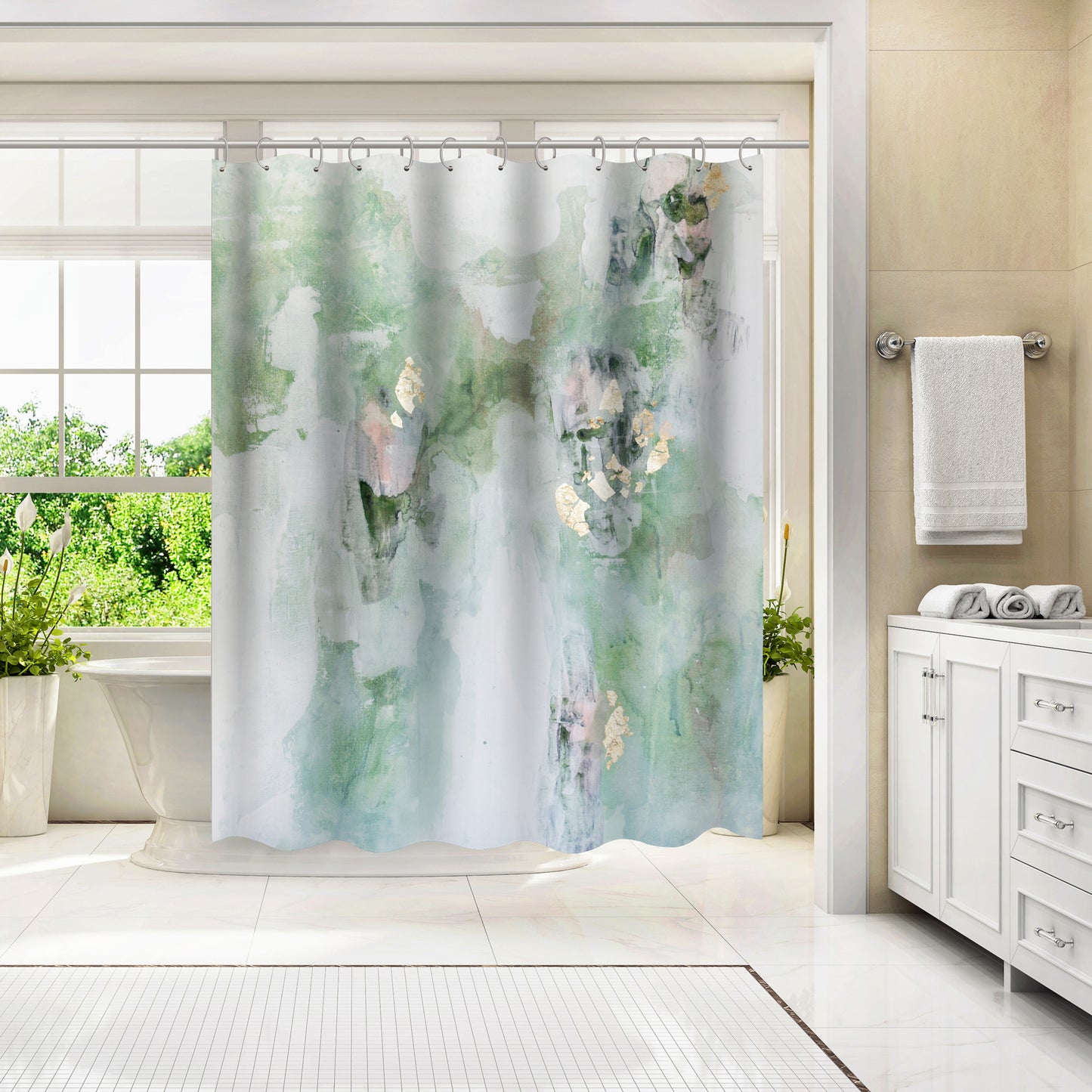 71 x 74 Decorative Shower Curtain with 12 Hooks, Leaves Multicolor by  Lisa Nohren